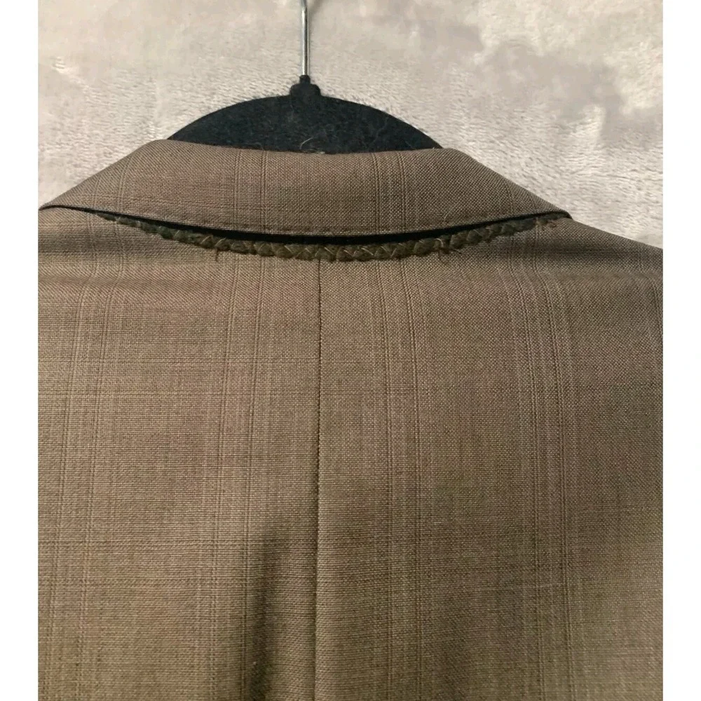 Pronto Uomo Sport Coat Mens 50R Wool Brown Two Button Double Vented Window Pane